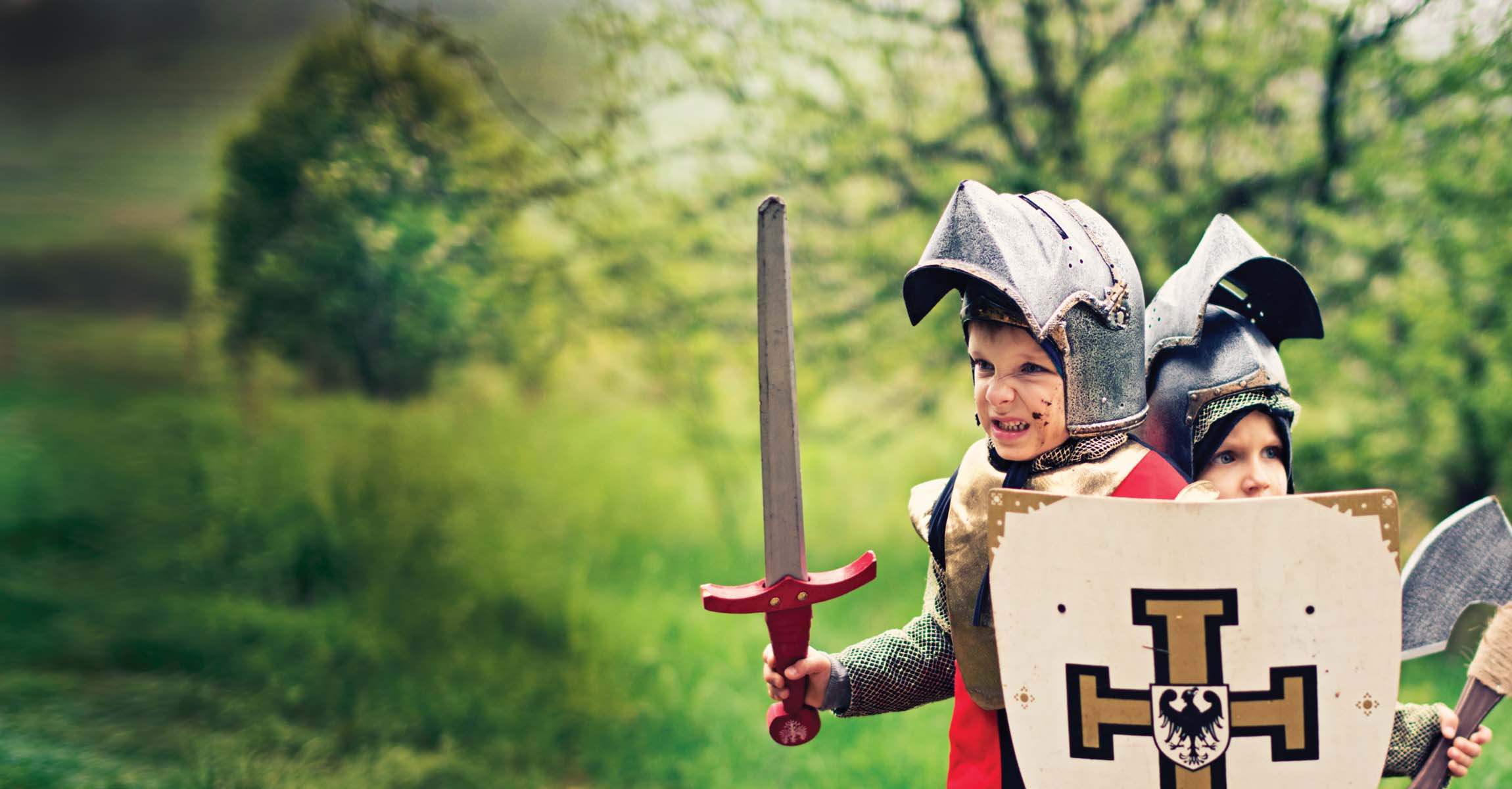 boys playing knight