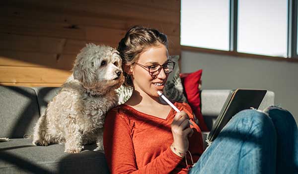 Woman sat with dog