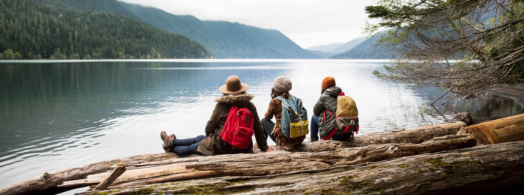 friends looking over water