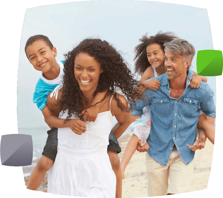 family on beach