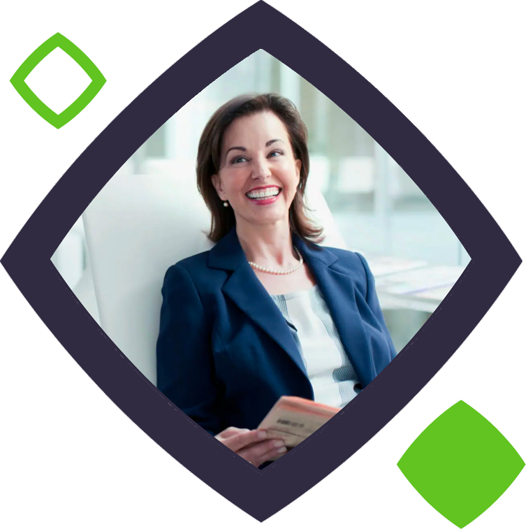 woman in suit smiling