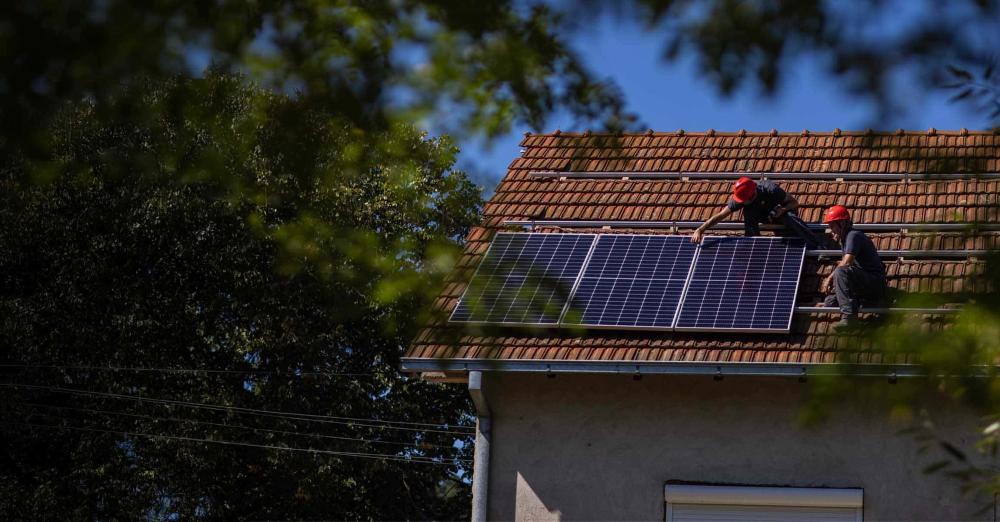 solar panels being installed